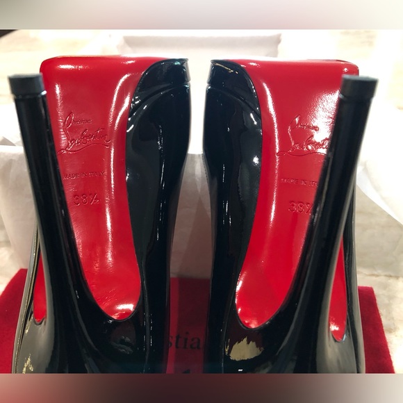 SOLD Christian Louboutin New Simple 120 Black Patent Calf Heels 38.5 - Picture 10 of 13